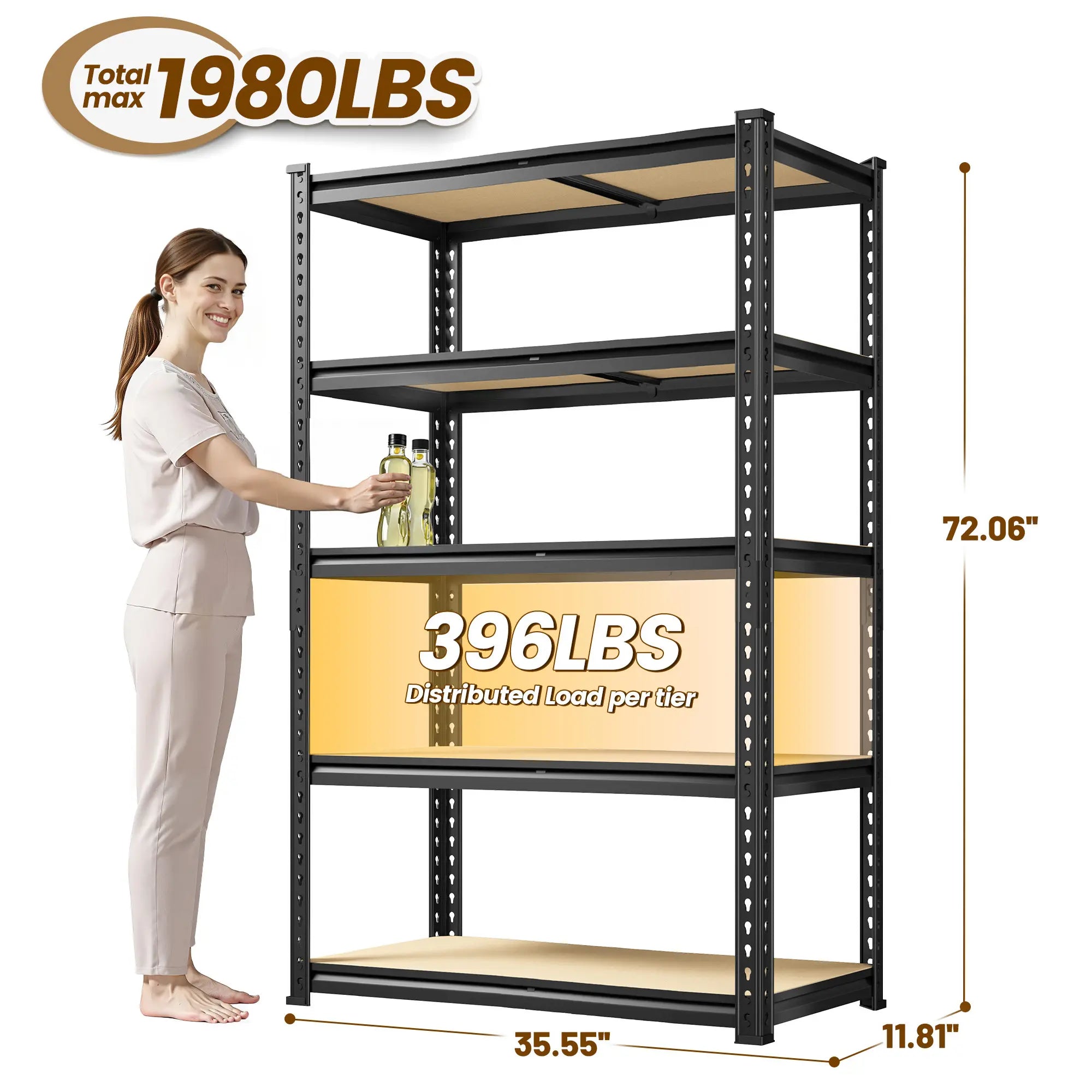 Heavy-Duty 5-Tier Garage Storage Shelving-Maximum Strength. Smarter Organization. Built for Real Storage Needs.