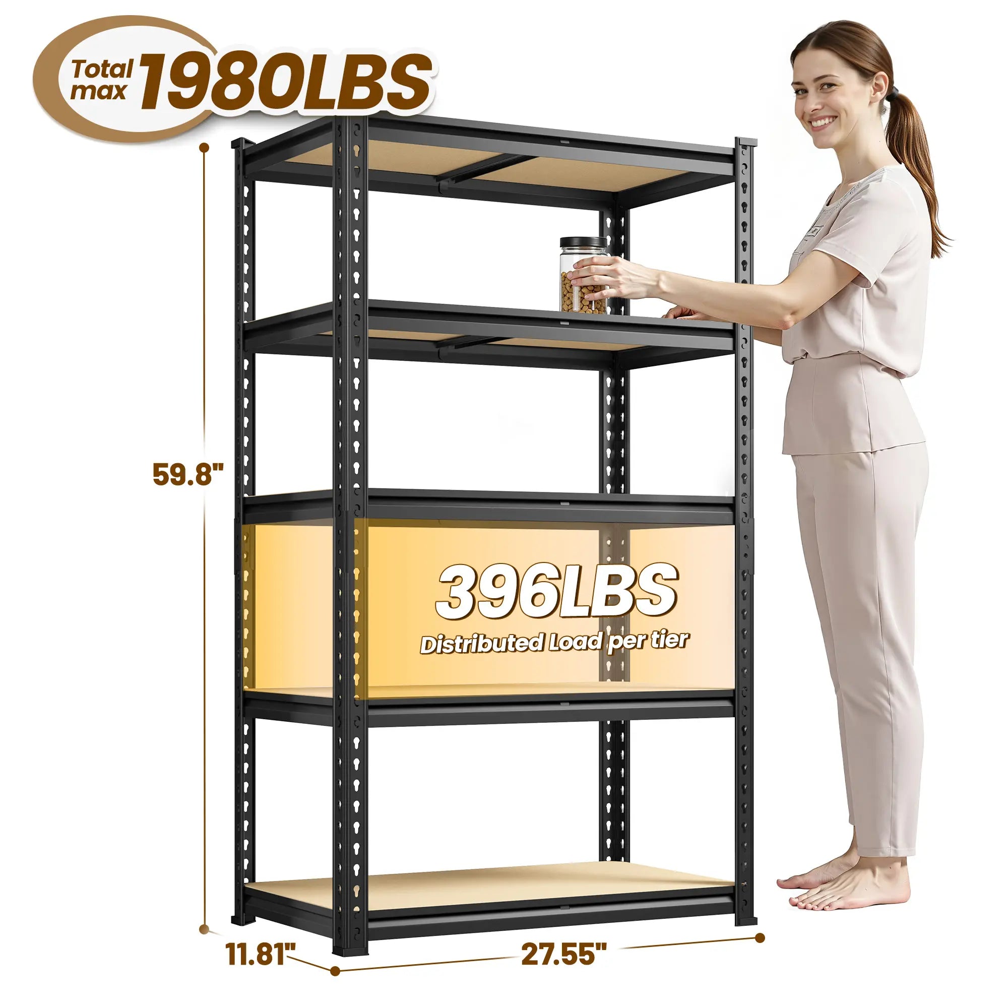 Heavy-Duty 5-Tier Garage Storage Shelving-Maximum Strength. Smarter Organization. Built for Real Storage Needs.