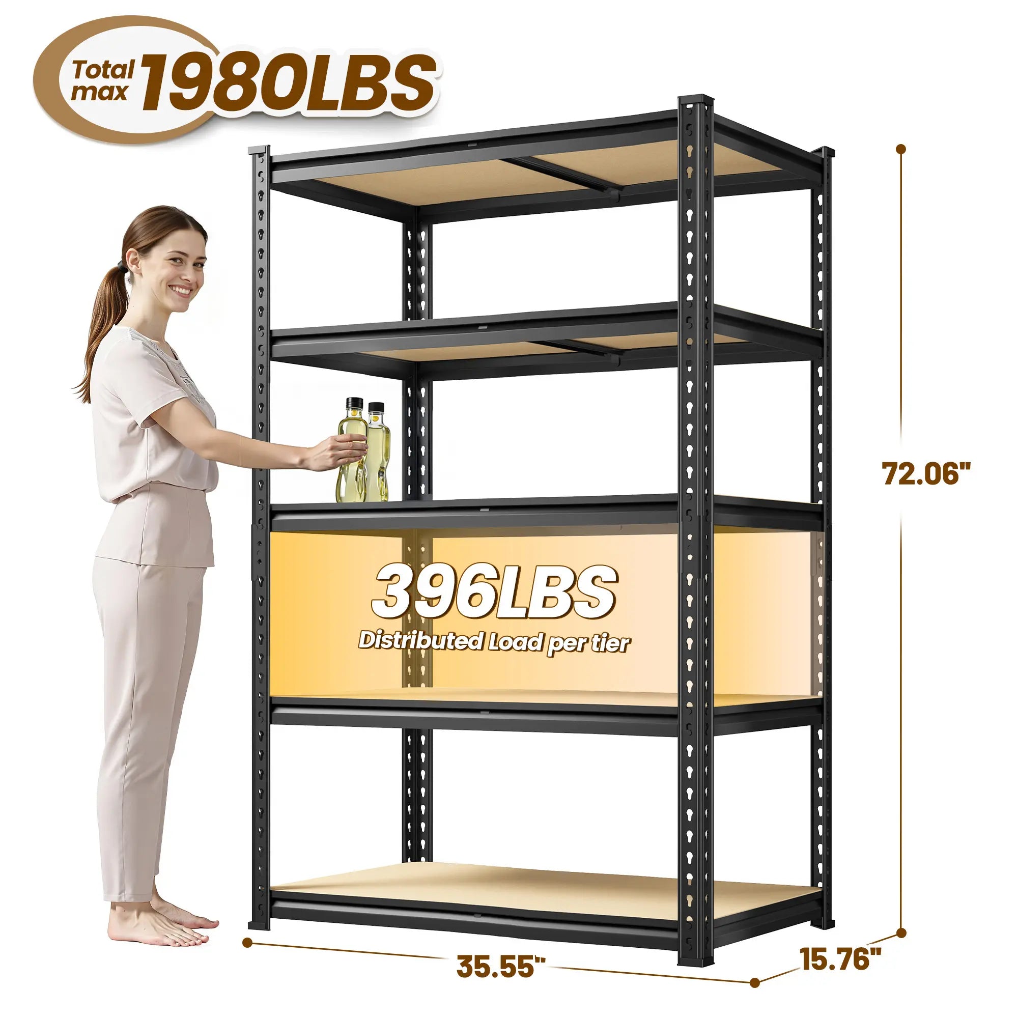 Heavy-Duty 5-Tier Garage Storage Shelving-Maximum Strength. Smarter Organization. Built for Real Storage Needs.