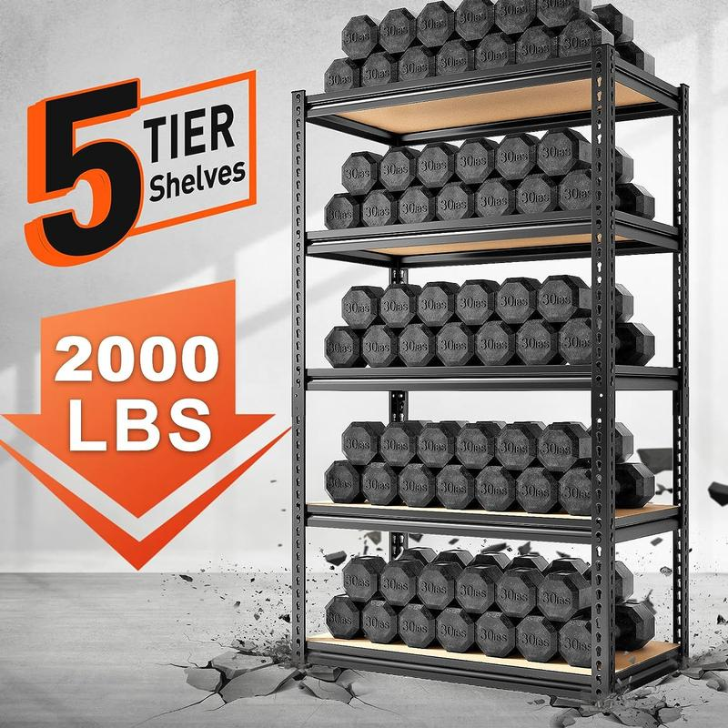Heavy-Duty 5-Tier Garage Storage Shelving-Maximum Strength. Smarter Organization. Built for Real Storage Needs.