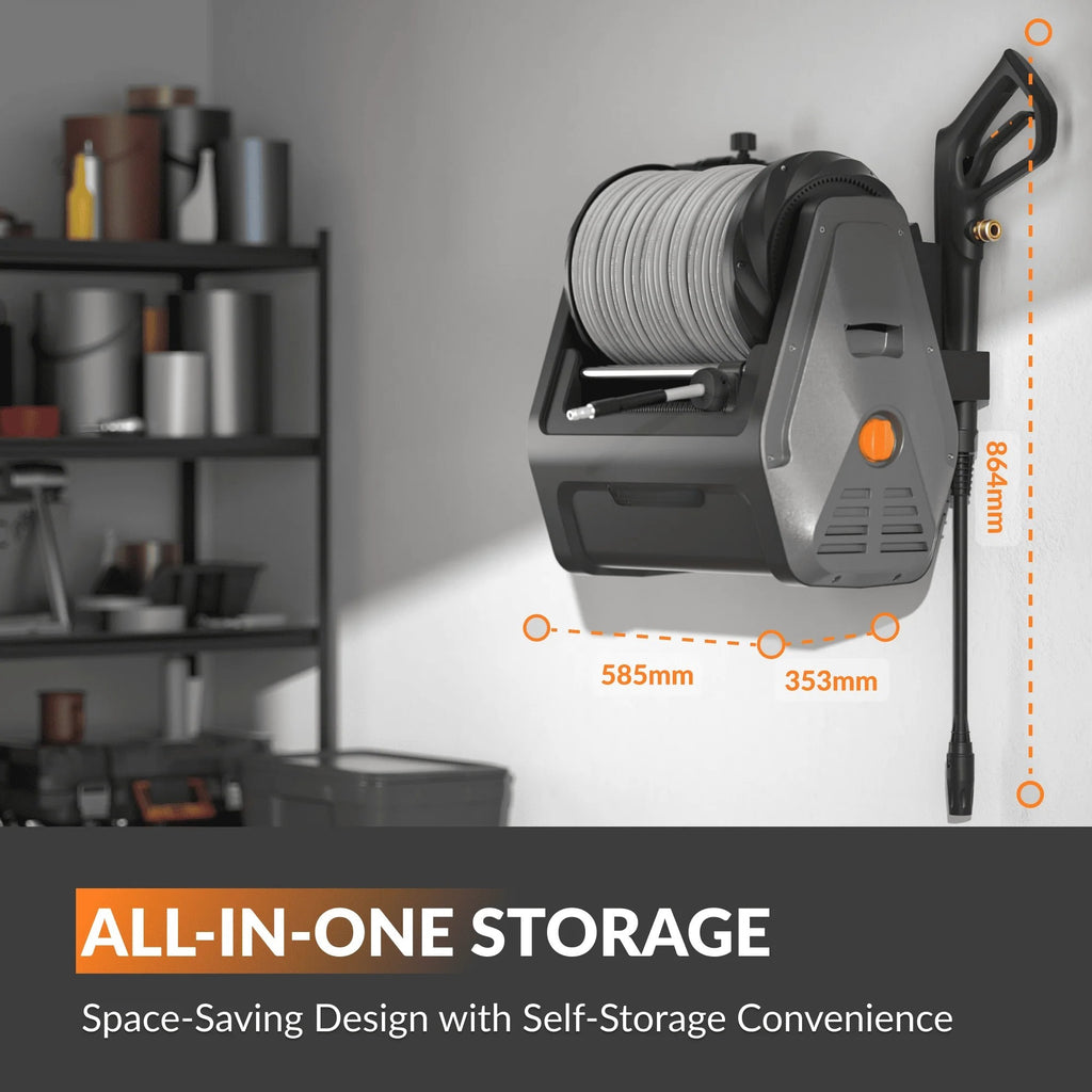 Wall-Mounted Retractable Pressure Washer——Smarter Cleaning. Less Effort. Total Control.