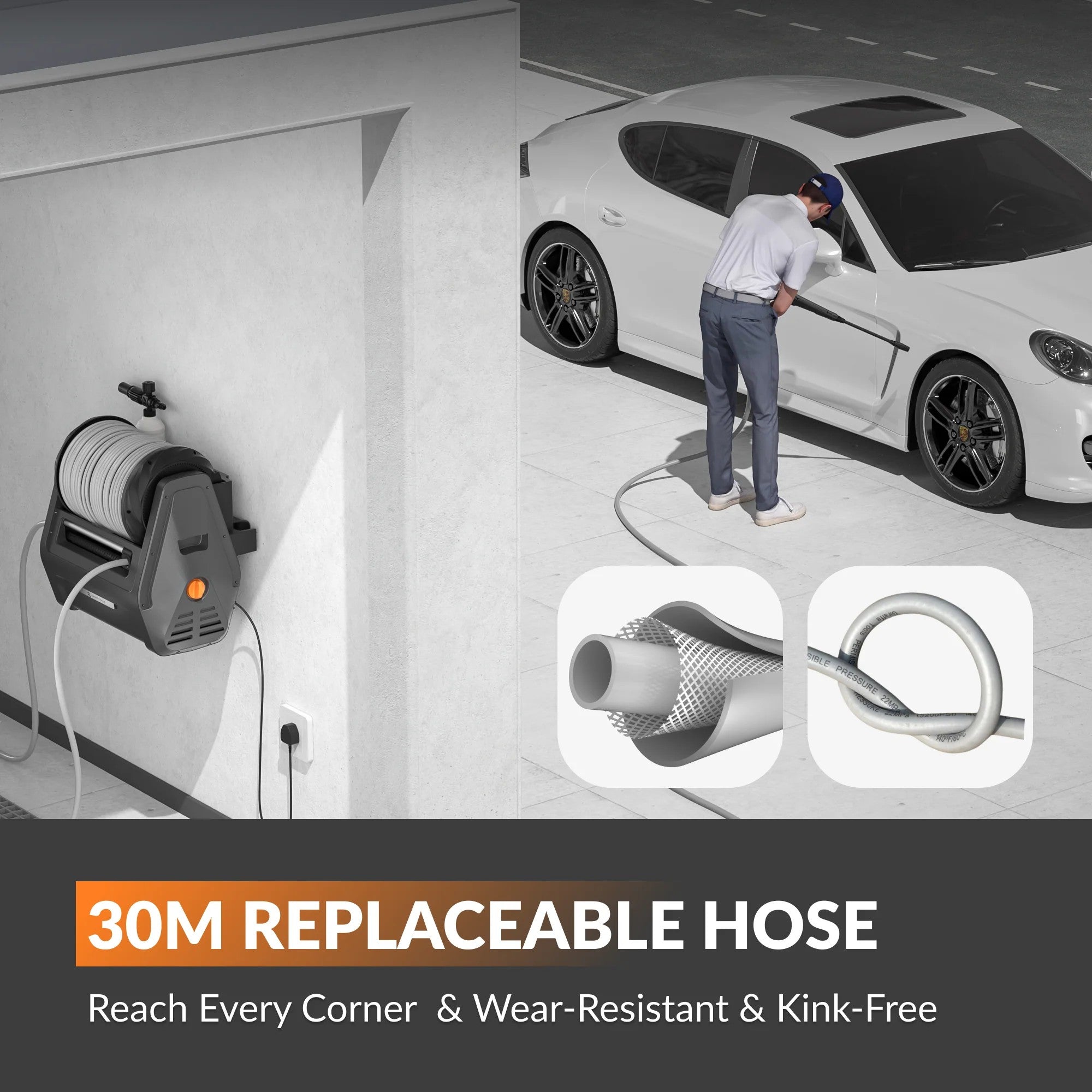 Wall-Mounted Retractable Pressure Washer——Smarter Cleaning. Less Effort. Total Control.