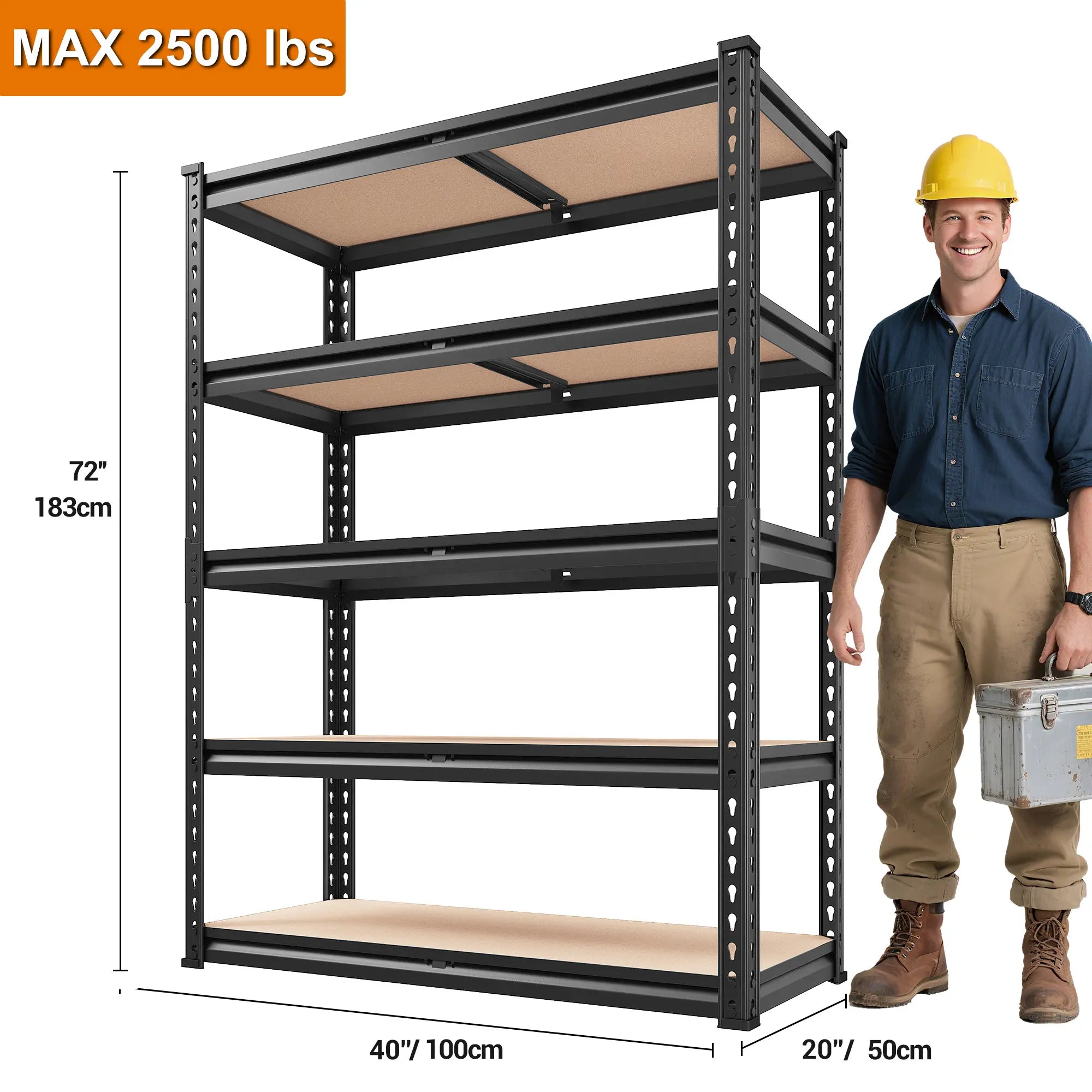 Heavy-Duty 5-Tier Garage Storage Shelving-Maximum Strength. Smarter Organization. Built for Real Storage Needs.